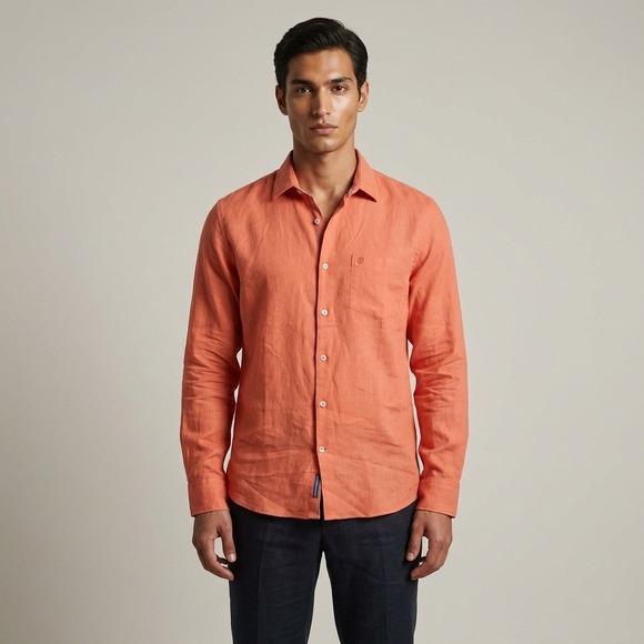 Linen Club Studio Other - Linen Club Studio Mens Contemporary Fit Linen Cotton Blend Button Up Shirt 42cm